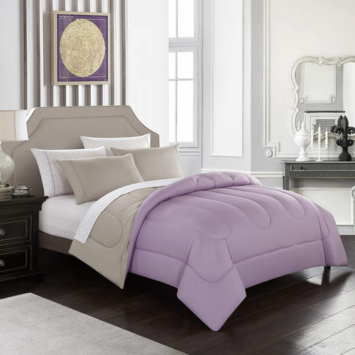 Juego De Edredón Ligero Matrimonial Morado Casa