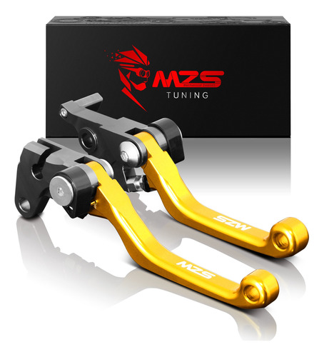 Mzs Palanca Embrague Freno Motocross Dorada Pivote Ajustable