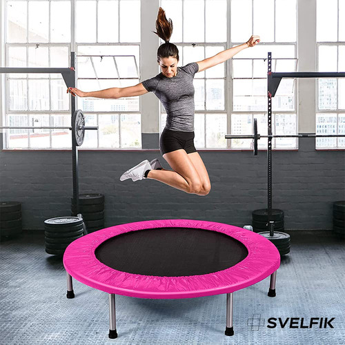 Trampolín Para Ejercicio Rosa 91 Cm Resortes Acero Plegable