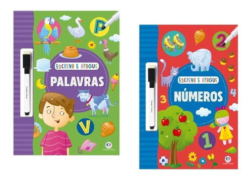 Kit Livros Escreva E Apague: Palavras E Números, De Ciranda Cultural., Vol. 1. Editora Ciranda Culrural, Capa Mole Em Português, 2022