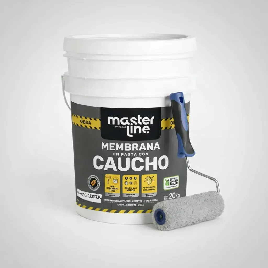 Kit Membrana Impermeabilizante Liquida Techo Caucho Microtriturado Pintura Para Techos Masterline 20kg Blanco Rodillo Antigotas Obra Hogar