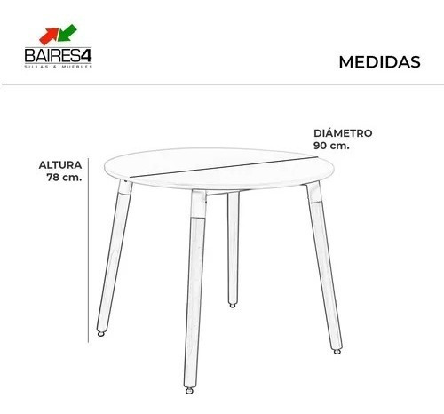 Imagen 3 de 4 de Mesa Eames 90cm Redonda Comedor Bar Madera Diseño Baires4