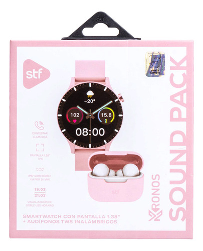 Kit Smartwatch Kronos Sound 1.38'' + Audífonos Tws Stf