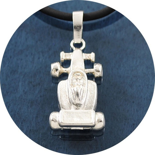 Imagen 2 de 4 de Dije F1 Vehículo Plata Ley .925 Incluye Collar Caucho