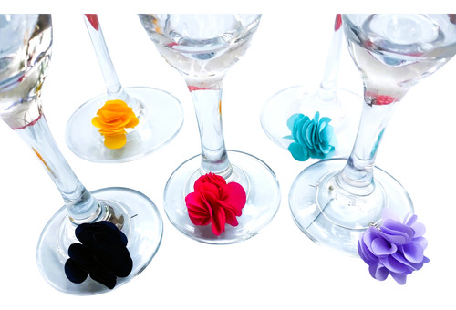 Identificadores De Copas Set 10 Flores Colores Marcadores