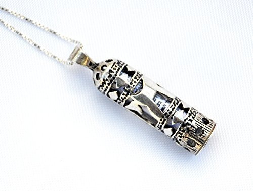 Sterling Silver 925 Mezuzah Pendant & Necklace.w-life Chai J
