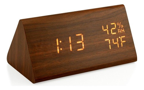 Oct17 Reloj Despertador De Madera, Reloj Digital Led Intelig
