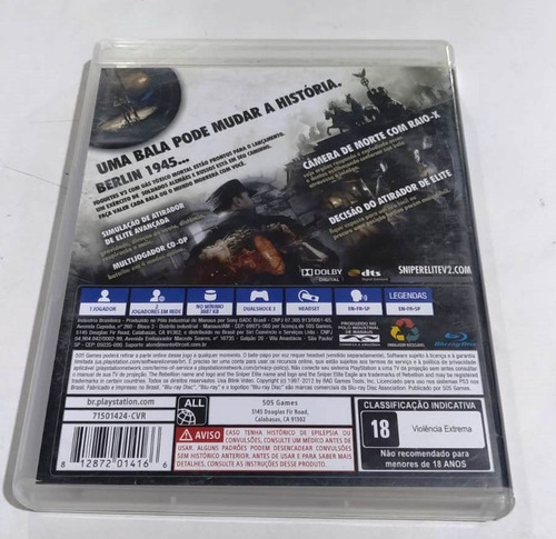 Sniper Elite V2 Standard Edition - Ps3 Físico (Usado)
