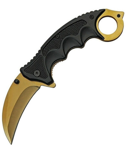 Navaja Karambit Hoja De Colores Dorada Azul Plegable