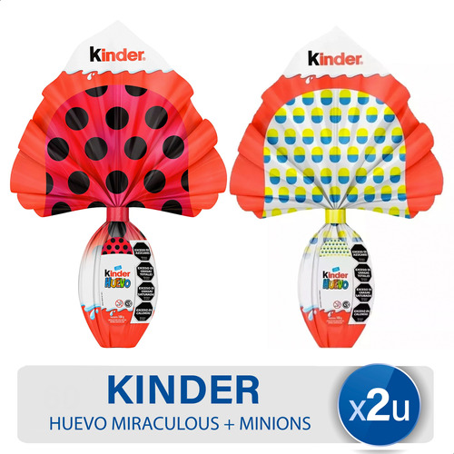 Huevo Kinder Minions + Huevo Miraculous  X2 - Combo Pascuas