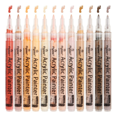 Nawodart Skin Tones Art Markers, Acrylic Paint Pen Set De 12