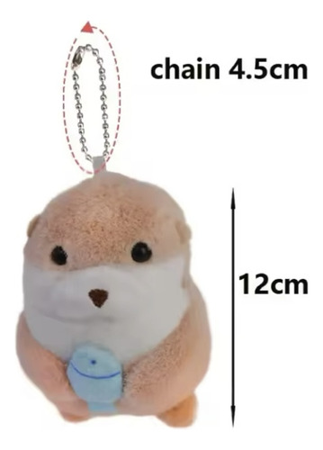 Llavero Colgante Peluche Nutria Tierna Y Su Pescado