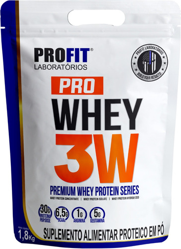 Whey Protein Isolado Concentrado 3w Premium 1,8kg - Profit Sabor Baunilha