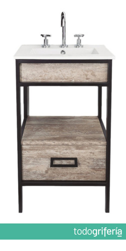 Vanitory De Pie Campi Iron Roble Vintage Con Mesada 3a 50cm