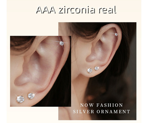 Aretes Zirconia Acero Inoxidable Hipoalergénico 6 Pares
