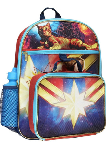 Mochila Marvel Capitana Marvel 4 Piezas Mochila Escolar