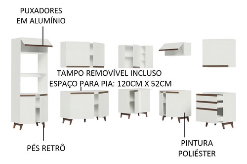 Cozinha Completa Canto Madesa Reims 462001 Armário - Branco
