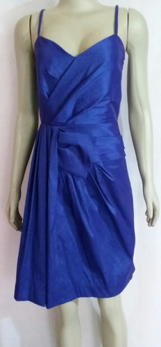 Vestido De Festa Em Tafeta Azul Calvin Klein!