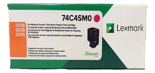 Cartucho Para Lexmark 74c4sm0 Magenta