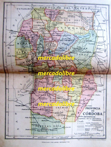 Mapa Cordoba 1920 Telegrafo Ferrocarril Pueblo Plano (Usado)