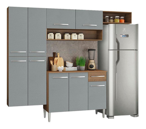 Mueble de Cocina Integral Madesa Emilly 229cm Marrón/Gris