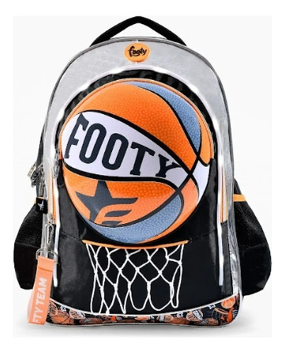 Mochila Footy Play Basket Con Luz Led Espalda 18 F1433 Color Naranja
