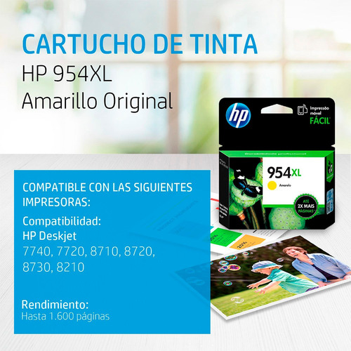 Imagen 2 de 10 de Cartucho Hp Original 954xl Amarillo Tienda Oficial Hp