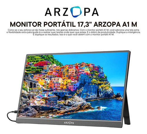 Monitor Portátil Arzopa A1m De 17,3 1080p Fhd Ips