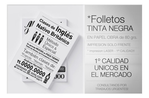 1000 Folletos Express En 24 Hs.a 1 Color * Villa Urquiza !!