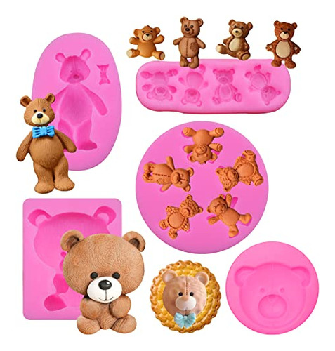 Molde De Silicona Con Forma De Oso De 5 Piezas Para Fondant