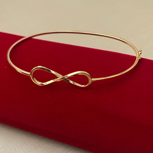 Bracelete Com Infinito (forma Quadrada - M) 19cm - Ouro 18k