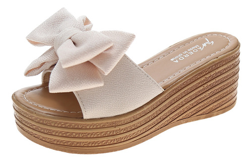 Zapatillas Bowknot Beach Y Verano Para Mujer, Plataforma Sua