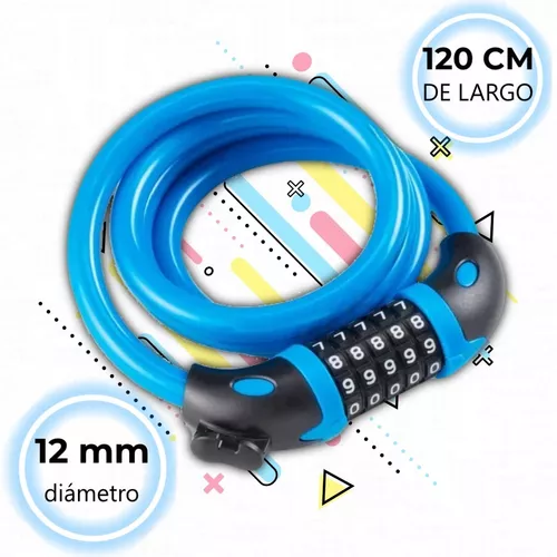Cadena Linga Enfundada C/candado + 2 Llaves Bicicleta Moto Color Colores
