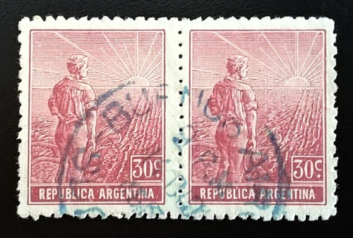 Argentina, Pareja Gj 335 Labrador 30c Rectos Matasell L12199