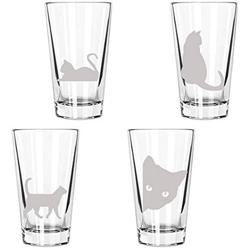 Cute Cats Being Cats Vasos Para Beber: 4 Grabados De 16 Oz.