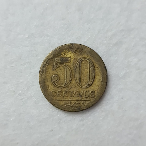 50 Centavos Brasil 1945 Error De Acuñación Año  945 