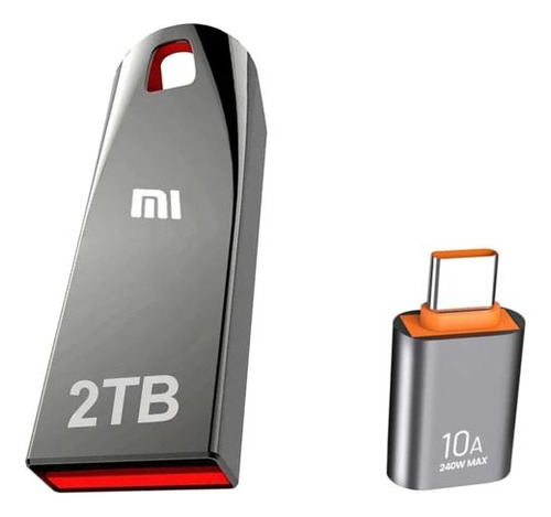 Kit Usb 2tb Alta Velocidad 3.0 + Adaptador 10a Tipo C Gris