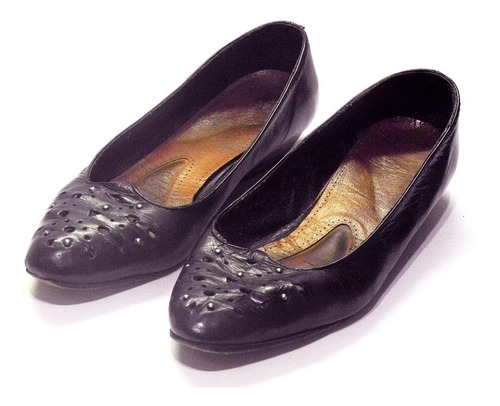 Zapatos Sandalias Cuero Color Negro Taco Bajo Para Mujer