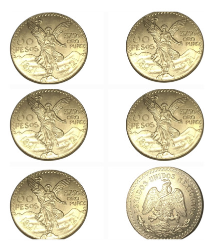 5 Monedas Cuproníquel Solo Chapa Oro Centenario Envió Gratis