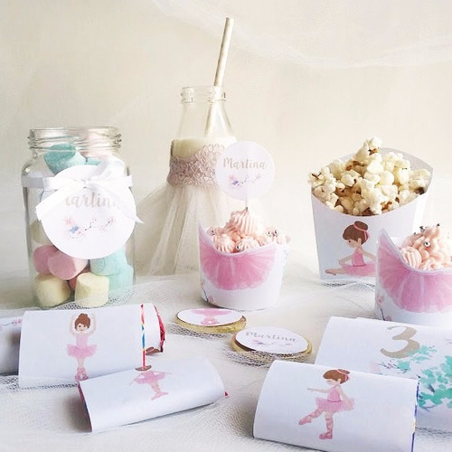 Imagen 2 de 5 de Kit Imprimible Bailarina De Ballet Personalizado Cumpleaños