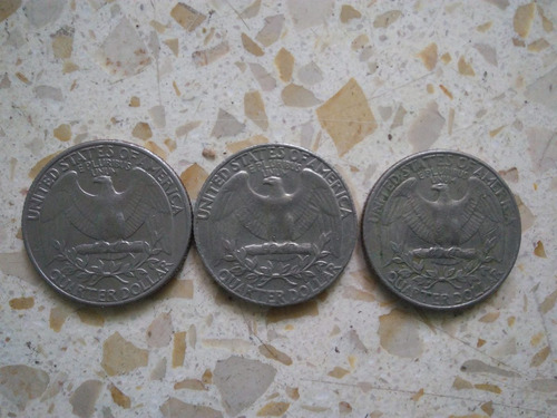 Monedas Antiguas 25 Centavos De Dolar 3pzas