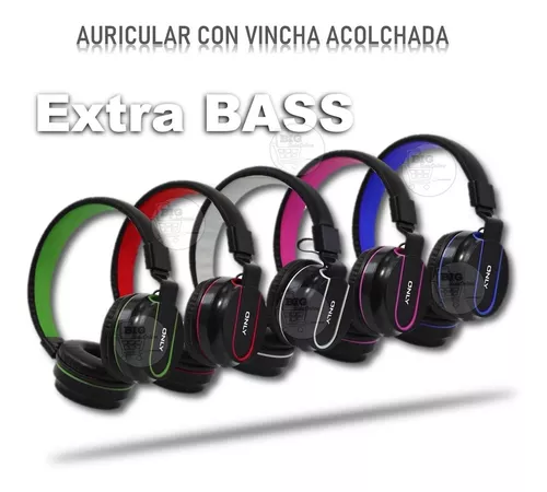 Auricular Extra bass Vincha con cable desmontable y Microfono.