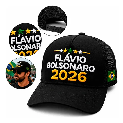 Bone Flavio Bolsonaro 2026 Presidente Redinha Premium Brasil Boné Pr