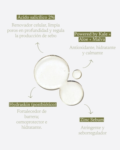 Purifying Toner Kosmos Tónico Purificante Ácido Salicílico 2% + Zinc Ideal para control de oleosidad, prevención de formación de puntos negros, libre de alcohol y fragancia 50mL