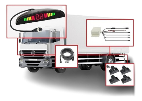Sensores De Retroceso Camión Ómnibus 12v 24v Audio Pantalla