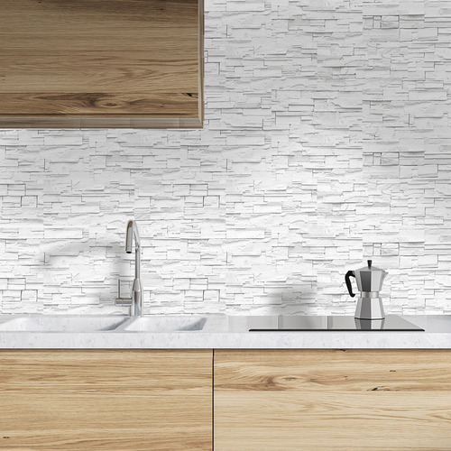 Imagen 3 de 8 de Papel Tapiz Ladrillos A Cuadros Gris Piedra Textura Moderno