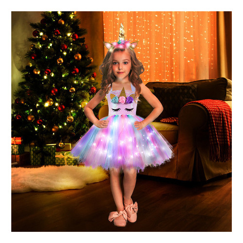 A Disfraz De Unicornio Iluminado Para Niñas