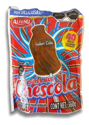 Paleta Chescola Super Mas Alteño Caramelo Cola  360g 40pz