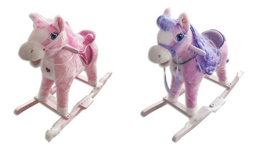 Unicornio Caballo Mecedor De Madera Rosado Y Lila