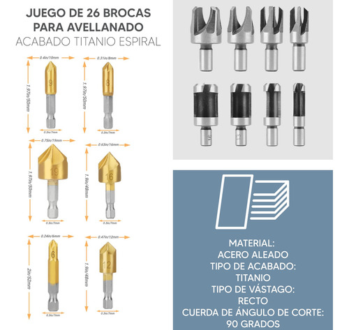 Pack 26 Brocas Avellanadora Escalonada Circular Sacabocado